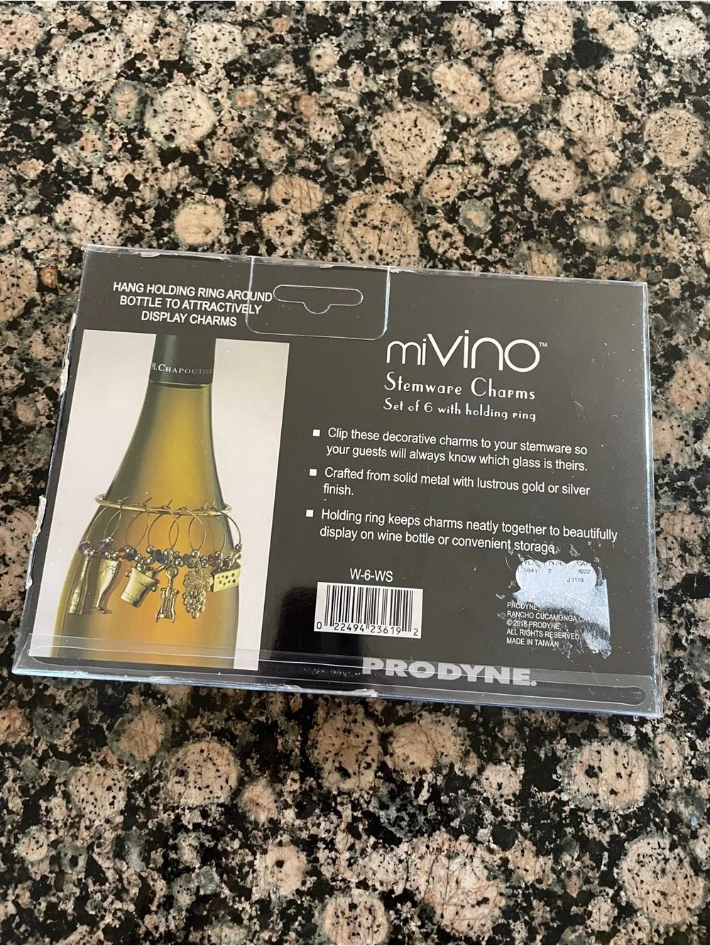 NIB Prodyne miVino Stemware Charms Set of 6 Wine Glass Markers Party